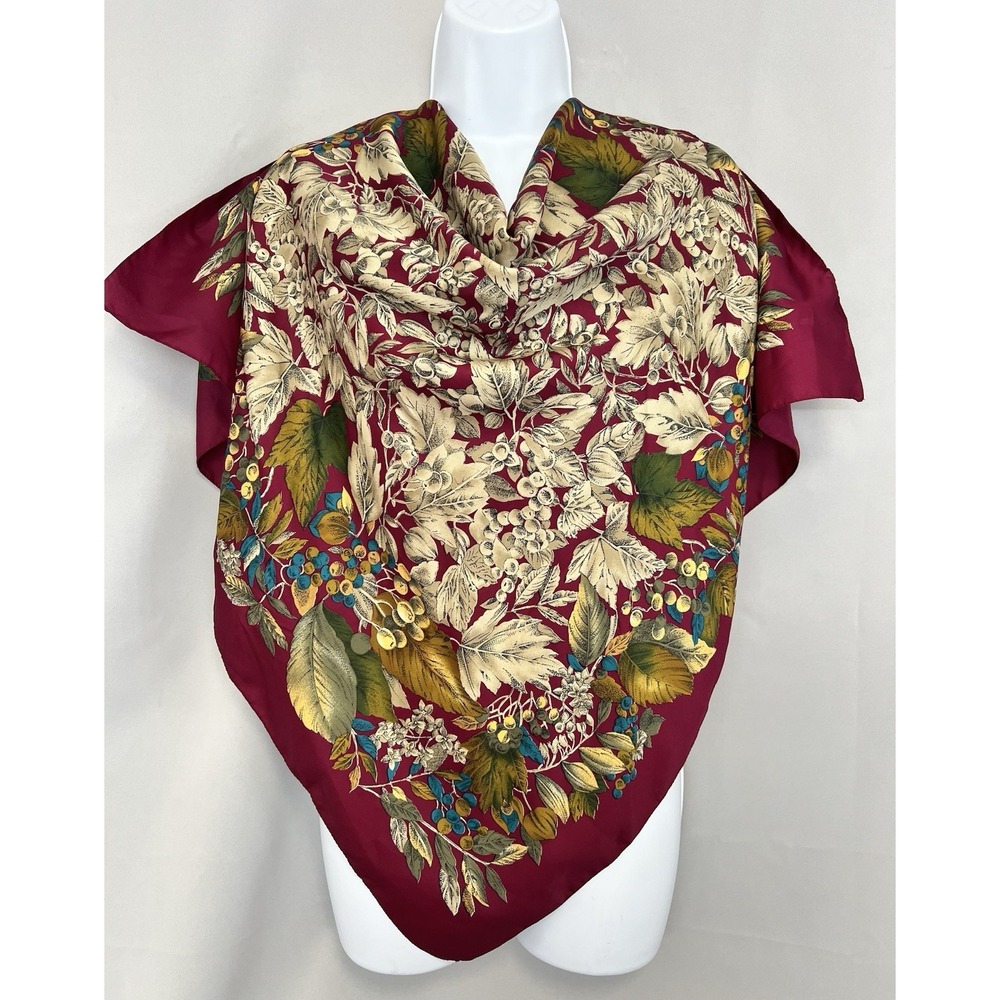 Vintage The Art Of The Scarf Tie Rack Floral Polyester Scarf Square 30"x30"